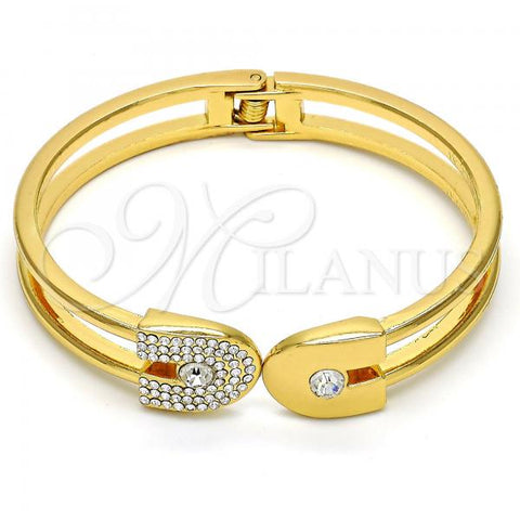 Gold Tone Individual Bangle, with White Crystal, Polished, Golden Finish, 07.252.0013.04.GT (10 MM Thickness, One size fits all)