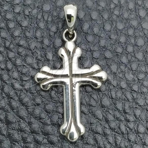 Sterling Silver Religious Pendant, Cross Design, Polished, Silver Finish, 05.396.0005