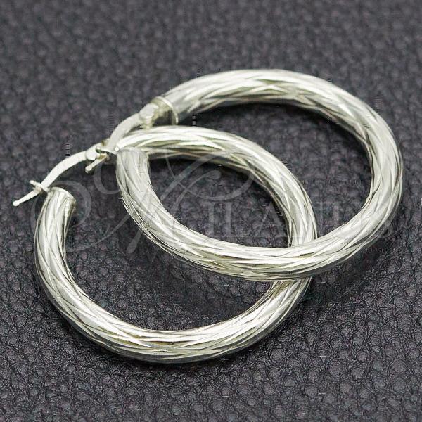 Sterling Silver Medium Hoop, Diamond Cutting Finish, Silver Finish, 02.389.0179.30