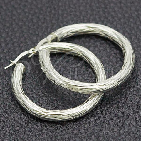 Sterling Silver Medium Hoop, Diamond Cutting Finish, Silver Finish, 02.389.0179.30