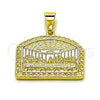 Oro Laminado Religious Pendant, Gold Filled Style Diamond Cutting Finish, Golden Finish, 05.120.0095