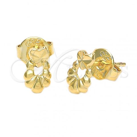 Oro Laminado Stud Earring, Gold Filled Style Diamond Cutting Finish, Golden Finish, 02.94.0058 *PROMO*