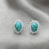 Sterling Silver Stud Earring, with White Cubic Zirconia and Turquoise Pearl, Polished, Silver Finish, 02.399.0038