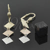 Oro Laminado Long Earring, Gold Filled Style Diamond Cutting Finish, Tricolor, 02.63.2154