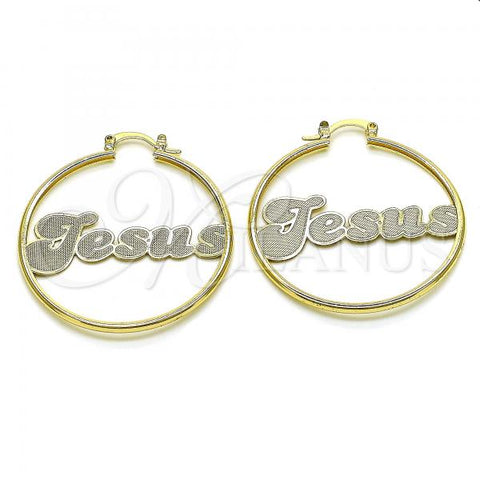 Oro Laminado Medium Hoop, Gold Filled Style Nameplate Design, Polished, Golden Finish, 02.213.0446.40