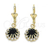 Oro Laminado Dangle Earring, Gold Filled Style with Green and White Crystal, Polished, Golden Finish, 02.122.0113.6