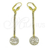 Oro Laminado Long Earring, Gold Filled Style with Cubic Zirconia, Golden Finish, 5.068.004