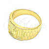 Oro Laminado Mens Ring, Gold Filled Style Guadalupe Design, Polished, Golden Finish, 01.380.0010.12