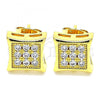 Oro Laminado Stud Earring, Gold Filled Style with White Cubic Zirconia, Polished, Golden Finish, 02.342.0038