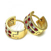 Oro Laminado Huggie Hoop, Gold Filled Style with Garnet and White Crystal, Polished, Golden Finish, 02.94.0101.1.15