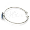 Rhodium Plated Individual Bangle, Heart Design, with Denin Blue Swarovski Crystals, Polished, Rhodium Finish, 07.239.0013.7 (02 MM Thickness, One size fits all)