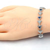 Rhodium Plated Tennis Bracelet, with Sapphire Blue and White Cubic Zirconia, Polished, Rhodium Finish, 03.210.0074.8.08