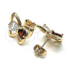 Oro Laminado Stud Earring, Gold Filled Style Butterfly Design, with Garnet and White Cubic Zirconia, Polished, Golden Finish, 02.26.0283.1