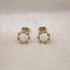 Oro Laminado Stud Earring, Gold Filled Style with White Cubic Zirconia, Polished, Golden Finish, 02.213.0777