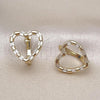 Oro Laminado Huggie Hoop, Gold Filled Style Heart and Baguette Design, with White Cubic Zirconia, Polished, Golden Finish, 02.213.0735.12