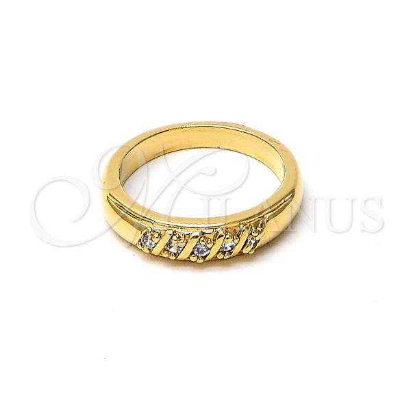 Oro Laminado Wedding Ring, Gold Filled Style with White Cubic Zirconia, Polished, Golden Finish, 5.164.029.1.06 (Size 6)