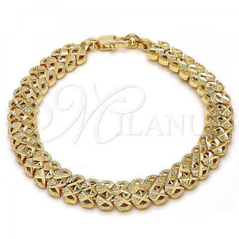 Gold Tone Fancy Bracelet, Diamond Cutting Finish, Golden Finish, 03.100.0021.08