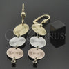 Oro Laminado Long Earring, Gold Filled Style Diamond Cutting Finish, Tricolor, 5.117.015