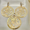Oro Laminado Earring and Pendant Adult Set, Gold Filled Style Butterfly Design, with White Cubic Zirconia, Polished, Golden Finish, 10.63.0307