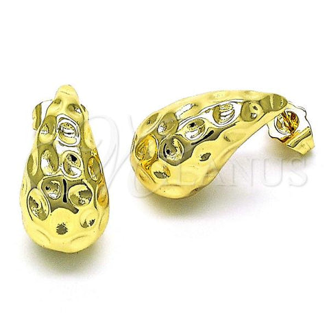 Oro Laminado Stud Earring, Gold Filled Style Chunky Design, Polished, Golden Finish, 02.163.0253
