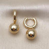 Oro Laminado Dangle Earring, Gold Filled Style Ball Design, Polished, Golden Finish, 02.195.0363