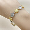 Oro Laminado Tennis Bracelet, Gold Filled Style Guadalupe Design, Diamond Cutting Finish, Two Tone, 03.341.0241.07