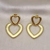 Oro Laminado Dangle Earring, Gold Filled Style Heart Design, Polished, Golden Finish, 02.341.0167