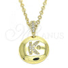 Oro Laminado Fancy Pendant, Gold Filled Style Initials Design, with White Cubic Zirconia, Polished, Golden Finish, 05.341.0017