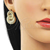 Oro Laminado Stud Earring, Gold Filled Style Infinite and Twist Design, Diamond Cutting Finish, Golden Finish, 02.163.0299