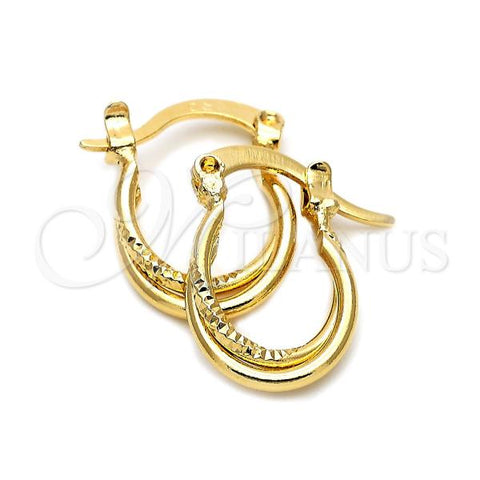 Oro Laminado Children Hoop, Gold Filled Style Diamond Cutting Finish, Golden Finish, 5.142.009