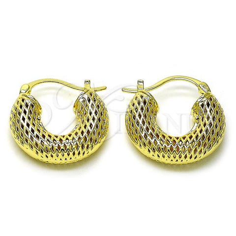 Oro Laminado Small Hoop, Gold Filled Style Chunky and Filigree Design, Polished, Golden Finish, 02.163.0262.25