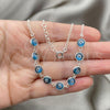 Sterling Silver Fancy Necklace, Evil Eye and Snake Design, with Turquoise Crystal, Polished, Silver Finish, 04.401.0009.18