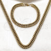 Stainless Steel Necklace and Bracelet, Miami Cuban Design, Polished, Golden Finish, 06.278.0013.1