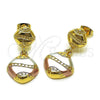 Oro Laminado Stud Earring, Gold Filled Style Polished, Tricolor, 02.170.0565.1