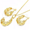 Oro Laminado Earring and Pendant Adult Set, Gold Filled Style Polished, Golden Finish, 10.163.0008