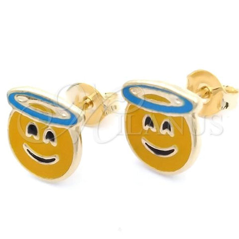 Oro Laminado Stud Earring, Gold Filled Style Yellow Enamel Finish, Golden Finish, 02.02.0487