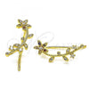 Oro Laminado Earcuff Earring, Gold Filled Style Flower Design, with Multicolor Micro Pave and White Cubic Zirconia, Polished, Golden Finish, 02.210.0726.1