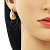 Oro Laminado Stud Earring, Gold Filled Style Chunky Design, Polished, Golden Finish, 02.163.0226