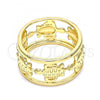 Oro Laminado Multi Stone Ring, Gold Filled Style Turtle Design, Polished, Golden Finish, 01.380.0005.08