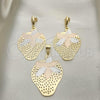 Oro Laminado Earring and Pendant Adult Set, Gold Filled Style Strawberry Design, Tricolor, 5.050.006