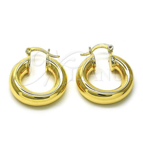 Oro Laminado Small Hoop, Gold Filled Style Hollow Design, Polished, Golden Finish, 02.163.0314.25