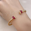Oro Laminado Individual Bangle, Gold Filled Style with Ruby Cubic Zirconia, Polished, Golden Finish, 07.342.0001