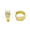 Oro Laminado Huggie Hoop, Gold Filled Style Diamond Cutting Finish, Tricolor, 02.213.0508.15