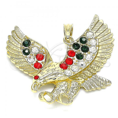 Oro Laminado Fancy Pendant, Gold Filled Style Eagle Design, with Multicolor Crystal, Polished, Golden Finish, 05.351.0100.1