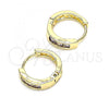 Oro Laminado Huggie Hoop, Gold Filled Style with Amethyst Cubic Zirconia, Polished, Golden Finish, 02.210.0644.3.12