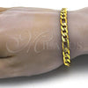 Stainless Steel Basic Bracelet, Figaro Design, Polished, Golden Finish, 03.256.0020.08