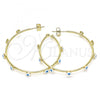 Oro Laminado Medium Hoop, Gold Filled Style Evil Eye Design, White Enamel Finish, Golden Finish, 02.213.0219.1.40