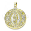 Oro Laminado Religious Pendant, Gold Filled Style Guadalupe Design, Polished, Golden Finish, 05.213.0102