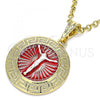 Oro Laminado Religious Pendant, Gold Filled Style Jesus and Greek Key Design, Polished, Tricolor, 05.380.0040