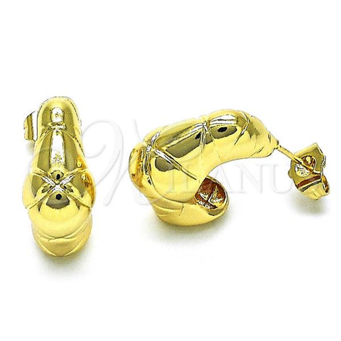Oro Laminado Small Hoop, Gold Filled Style Chunky Design, Polished, Golden Finish, 02.163.0258.22